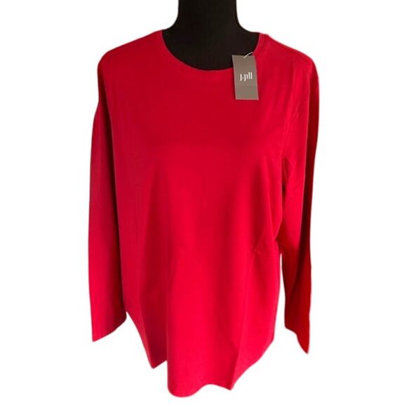 J.Jill Pure Jill Perfect Red Stretch Cotton Crew Neck Long Sleeve Tee 1X NWT - Picture 3 of 7